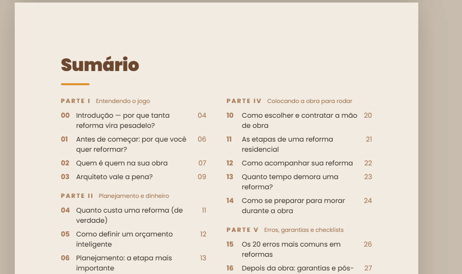 Sumário do ebook